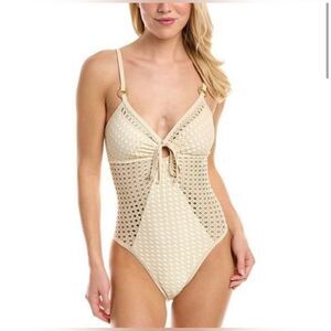 Robin Piccone NWT Marlow keyhole One Piece Swimsuit Cream Color Size 14